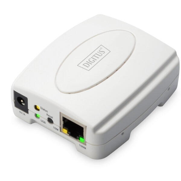 Digitus | USB Print Server, 1-Port 1x RJ45, 1x USB A, USB 2.0 | DN-13003-2 | White