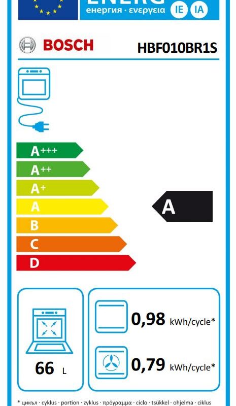 Bosch | Oven | HBF010BR1S | 66 L | A | Multifunctional | Manual | Height 59.5 cm | Width 59.4 cm | Stainless steel - Image 7