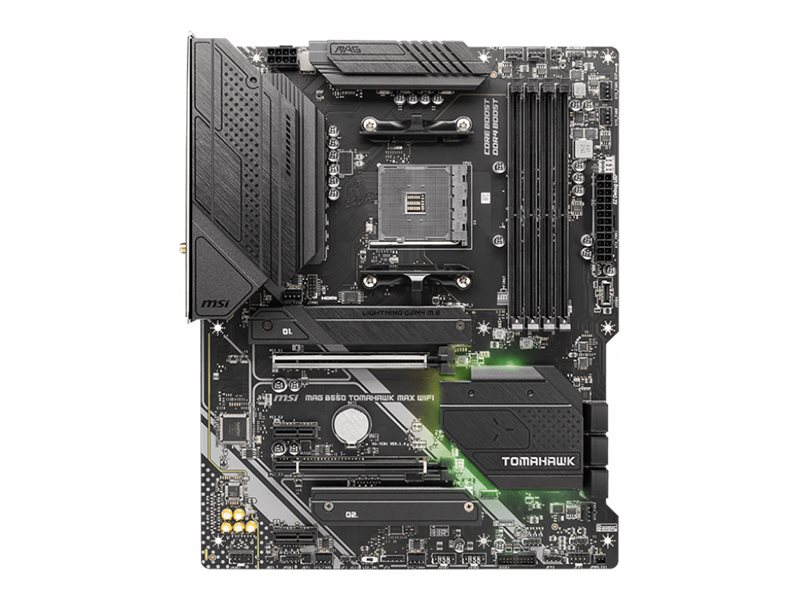 MSI | MAG B550 TOMAHAWK MAX WIFI | Processor family AMD | Processor socket AM4 | DDR4 DIMM | Memory slots 4 | Supported hard disk drive interfaces SATA, M.2 | Number of SATA connectors 6 | Chipset AMD B550 | ATX - Image 2