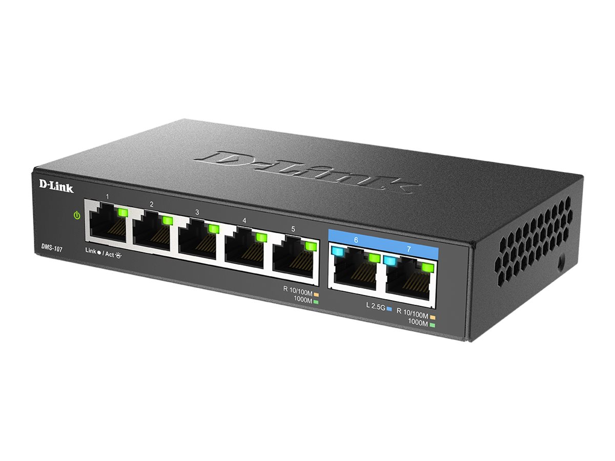 D-Link | 7-Port Multi-Gigabit Unmanaged Switch | DMS-107/E | Unmanaged | Desktop | Power supply type External - Image 3