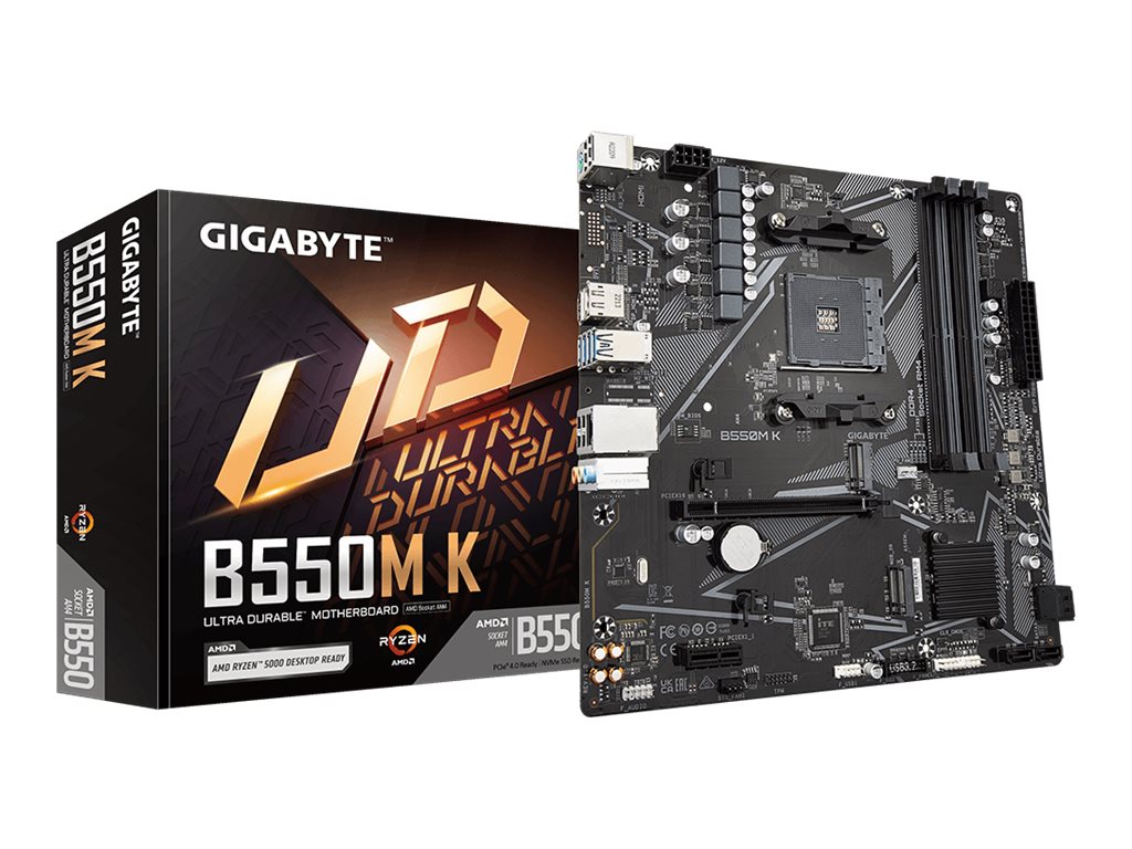 Gigabyte | B550M K 1.0 M/B | Processor family AMD | Processor socket AM4 | DDR4 DIMM | Memory slots 4 | Supported hard disk drive interfaces SATA, M.2 | Number of SATA connectors 4 | Chipset AMD B550 | Micro ATX - Image 8
