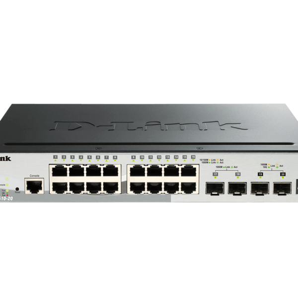 D-Link | Stackable Smart Managed Switch with 10G Uplinks | DGS-1510-20/E | Managed L2 | Desktop/Rackmountable | Gigabit Ethernet (copper) ports quantity 16