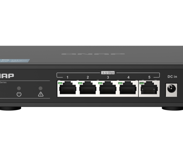 QNAP | 5 port 2.5Gbps Auto Negotiation (2.5G/1G/100M) | QSW-1105-5T | Unmanaged | Desktop | Gigabit Ethernet (copper) ports quantity 5