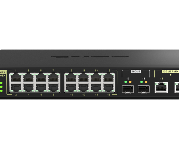 QNAP | 16 ports 2.5GbE RJ45 with PoE 802.3at (30W), 2 ports 10GbE SFP+, 2 ports 10GbE RJ45 with PoE 802.3bt (90W) | QSW-M2116P-2T2S | Web managed | Rackmountable | Power supply type Internal
