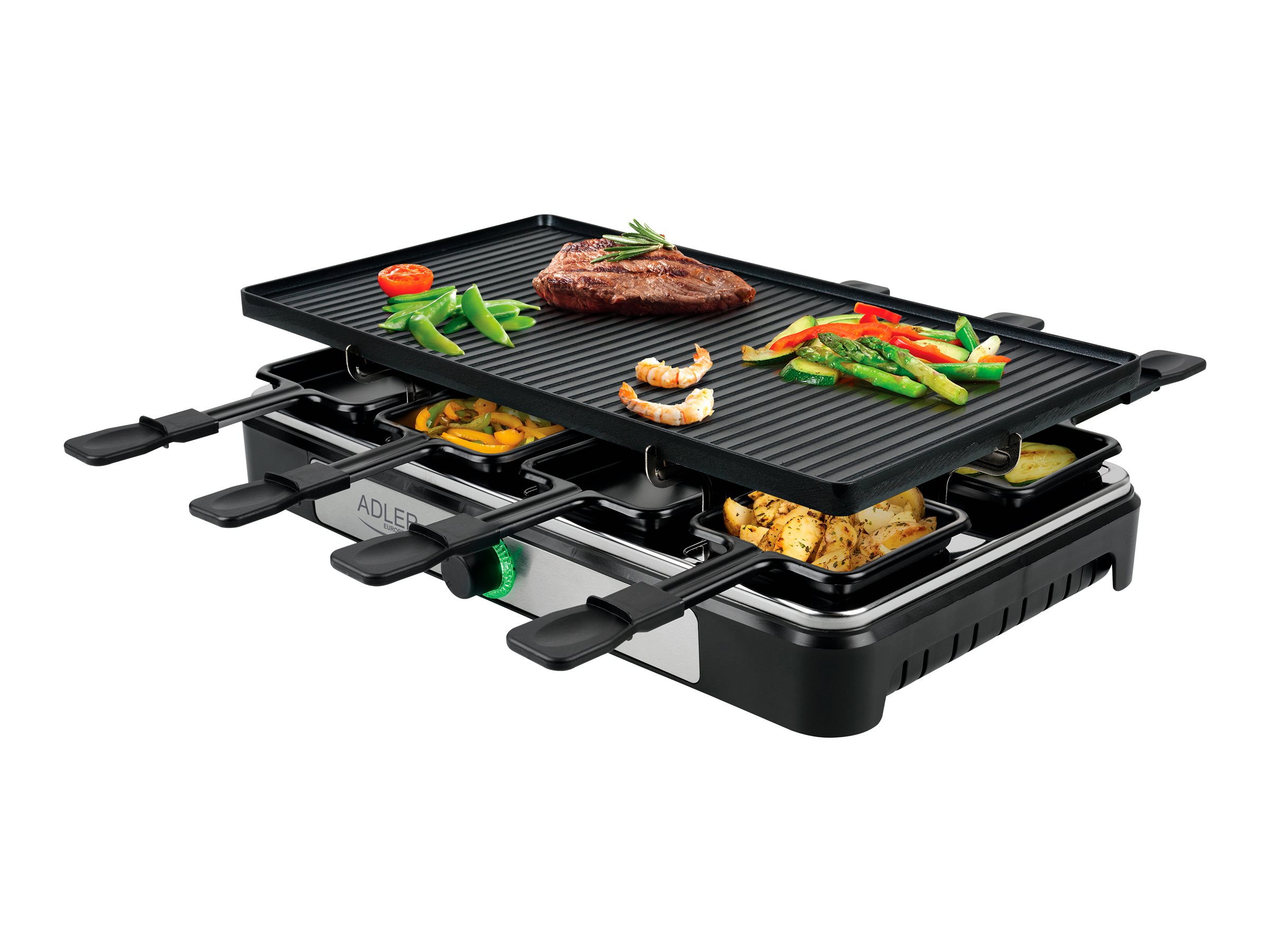Adler | Raclette - electric grill | AD 6616 | Table | 1400 W | Black/Stainless steel - Image 2