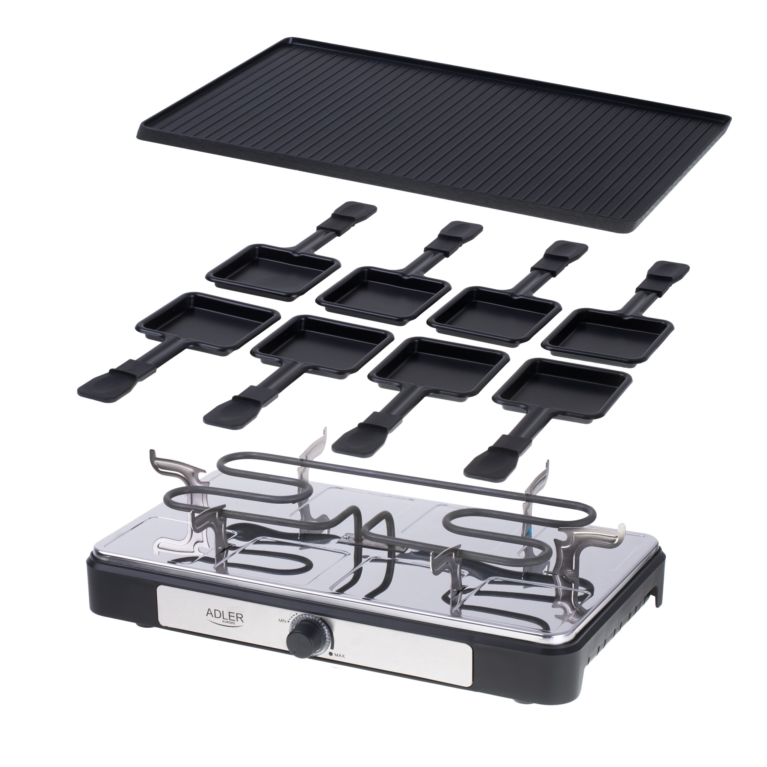 Adler | Raclette - electric grill | AD 6616 | Table | 1400 W | Black/Stainless steel - Image 9