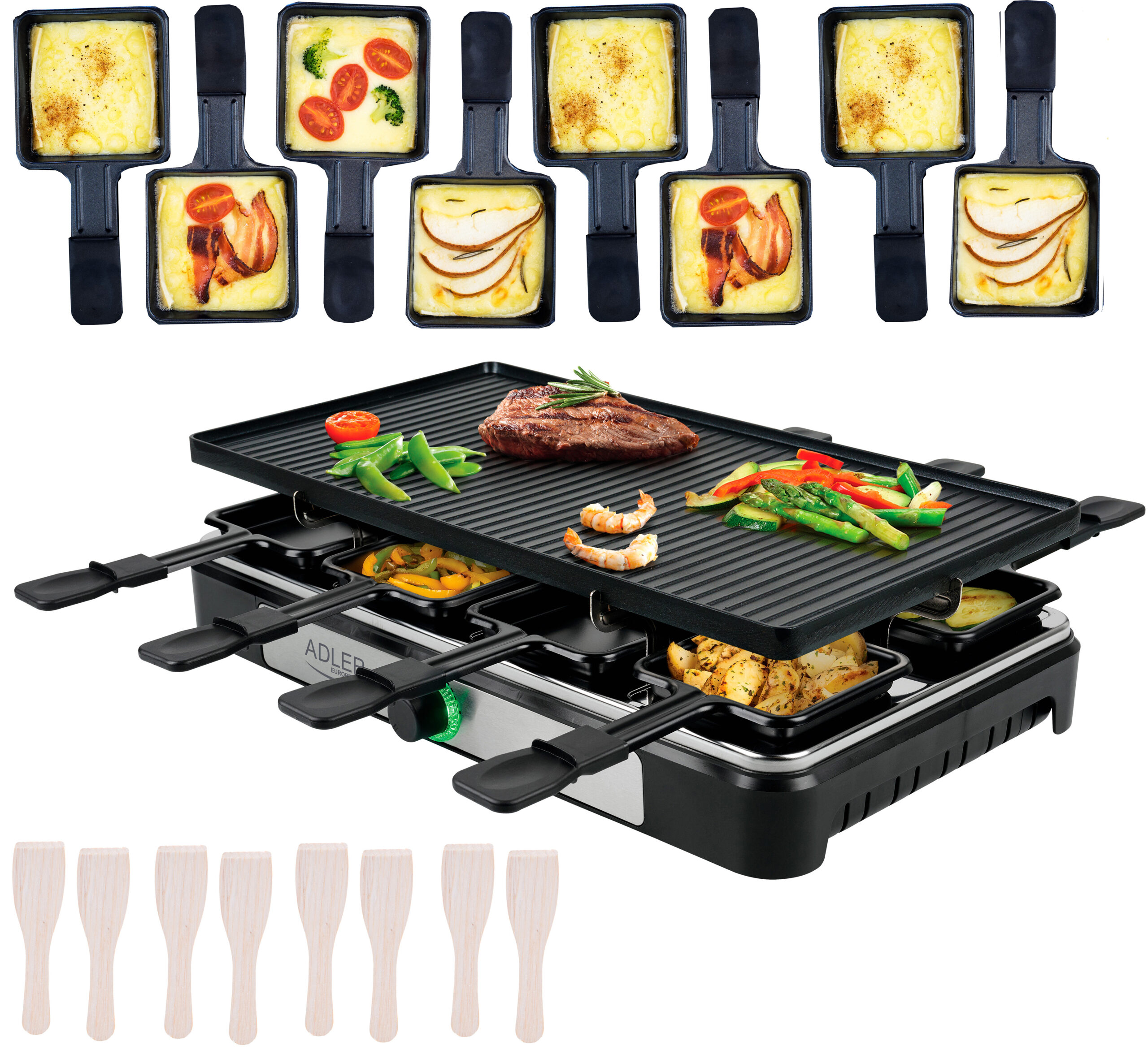 Adler | Raclette - electric grill | AD 6616 | Table | 1400 W | Black/Stainless steel - Image 15