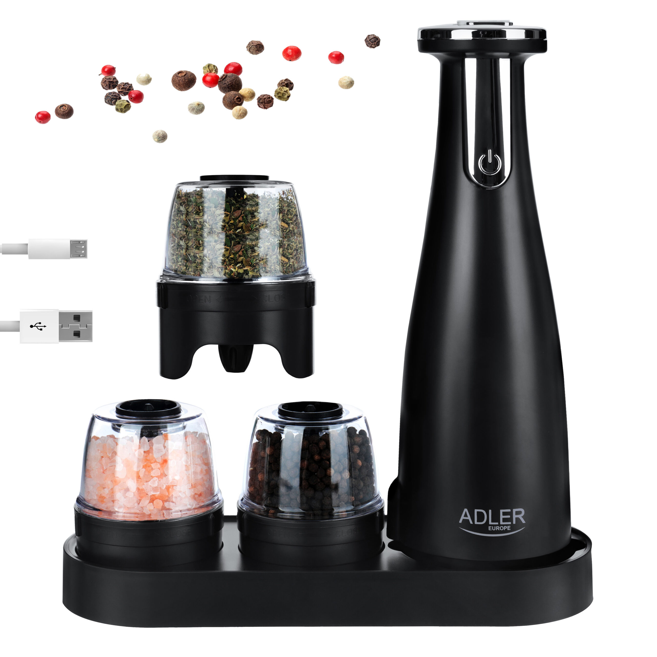 Adler | Electric Salt and pepper grinder | AD 4449b | Housing material ABS plastic | 7 W | Lithium | Matte Black - Image 7