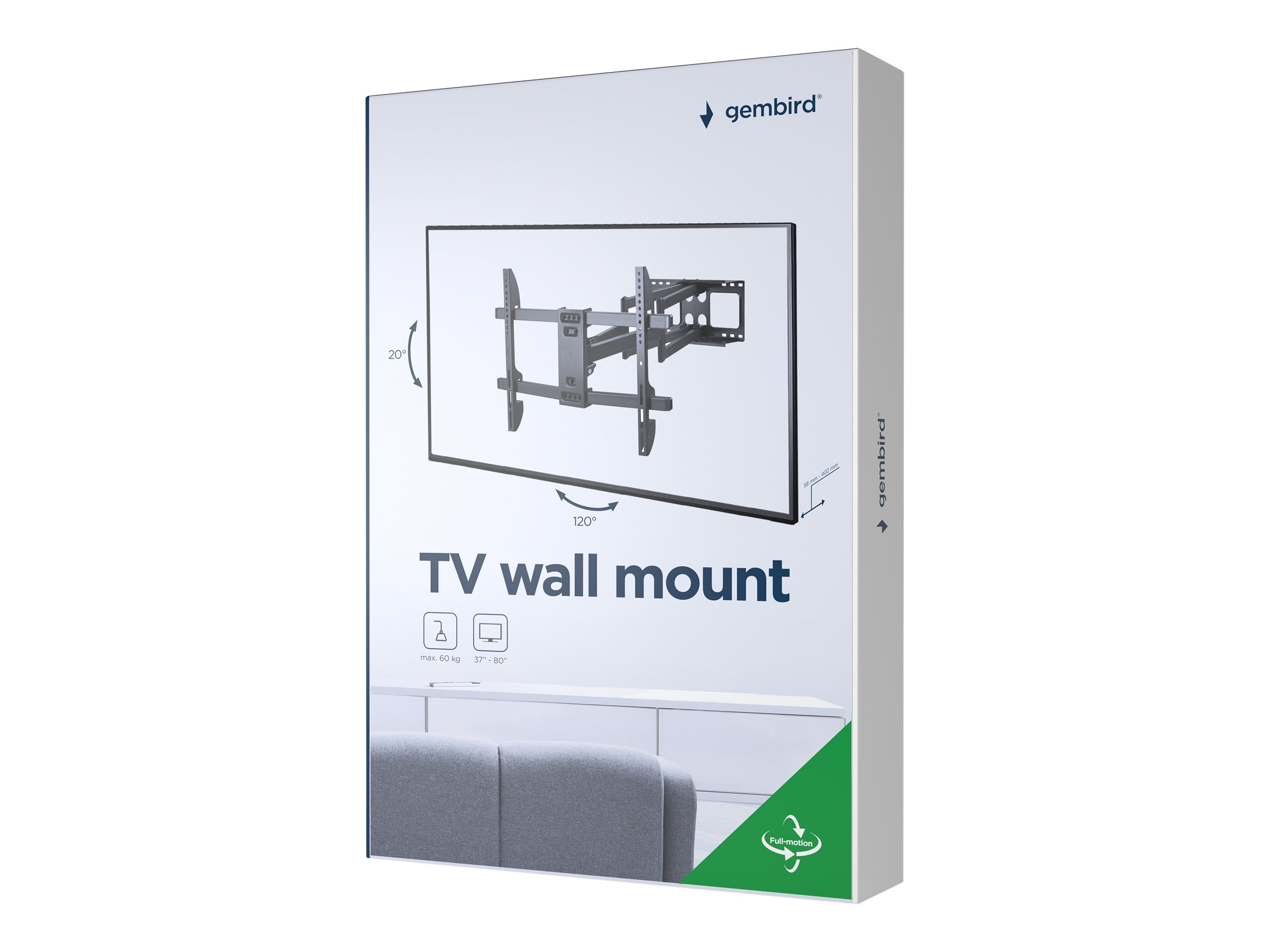 Gembird | Full-motion wall mount | Fixed | 37-80 " | Maximum weight (capacity) 60 kg | Black - Image 6