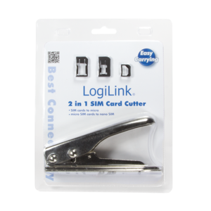 Logilink | 2 in 1 SIM Card Cutter | *For cutting of SIM cards into micro and nano format*Material: Stainless iron*For easy cutting of SIM cards*2x Nano-SIM cards, 1x Micro SIM Card*Adapter and 1x SIM card pin included*Color: Silver/Chrome - Image 2