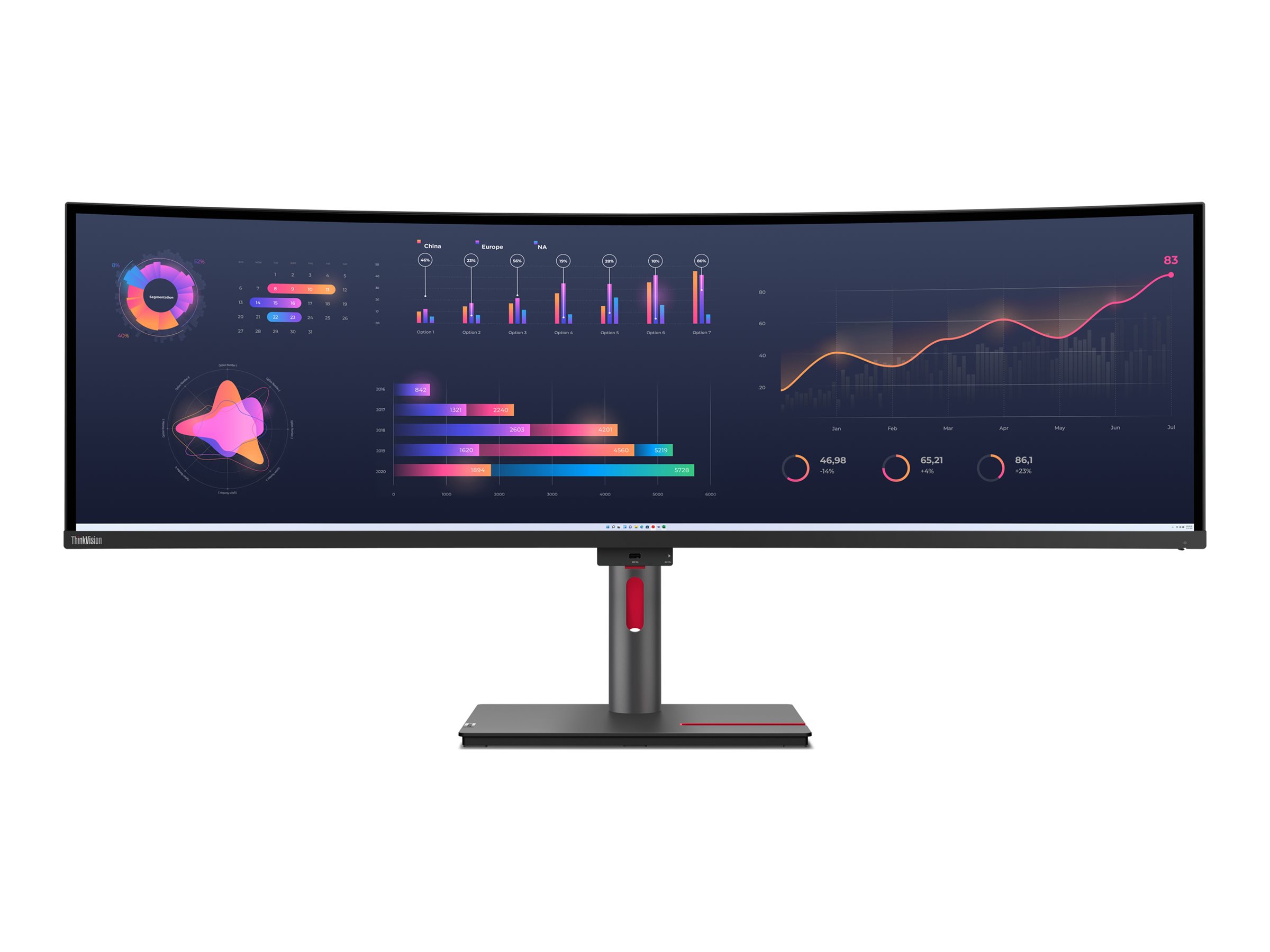 Lenovo | ThinkVision | P49w-30 | 49 " | IPS | 32:9 | 60 Hz | 4 ms | 5120 x 1440 | 350 cd/m² | HDMI ports quantity 2 | Black | Warranty 36 month(s) - Image 2