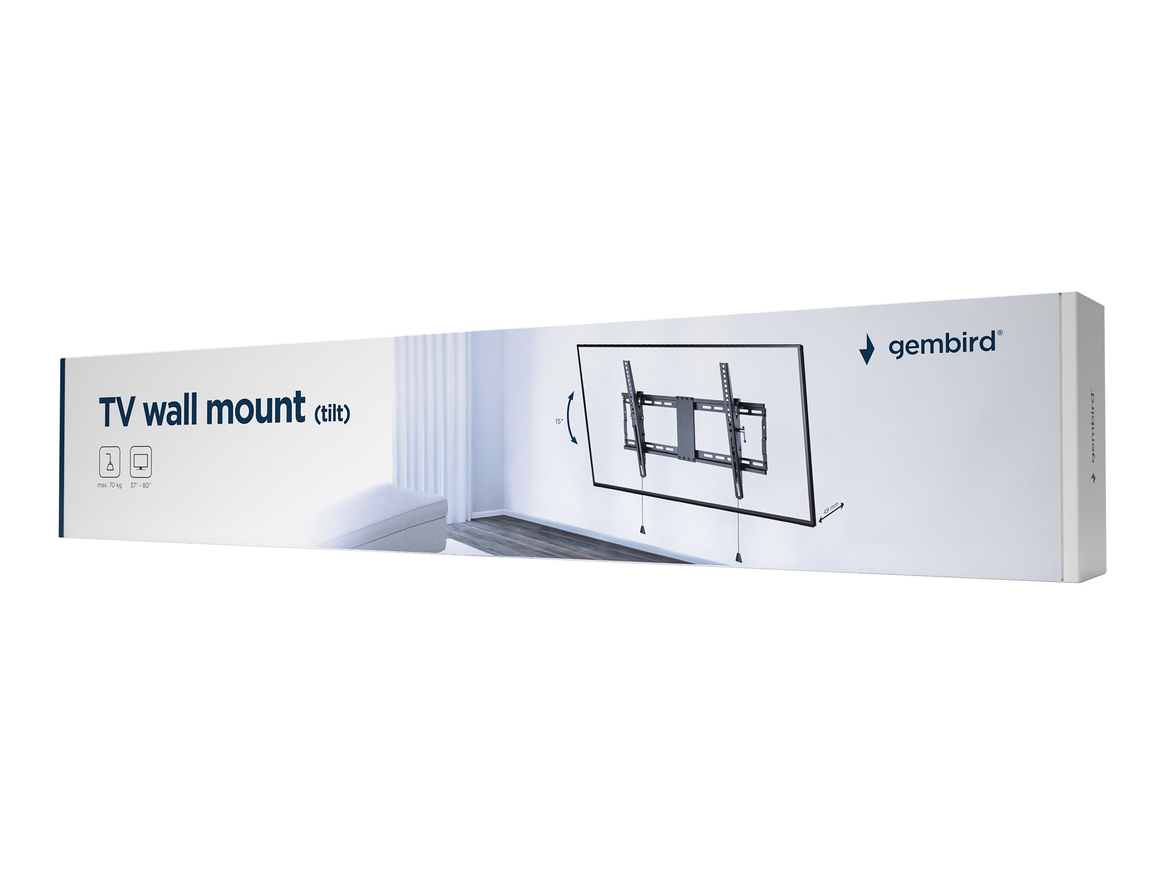 Gembird | Wall mount | Tilt | 37-80 " | Maximum weight (capacity) 70 kg | Black - Image 4