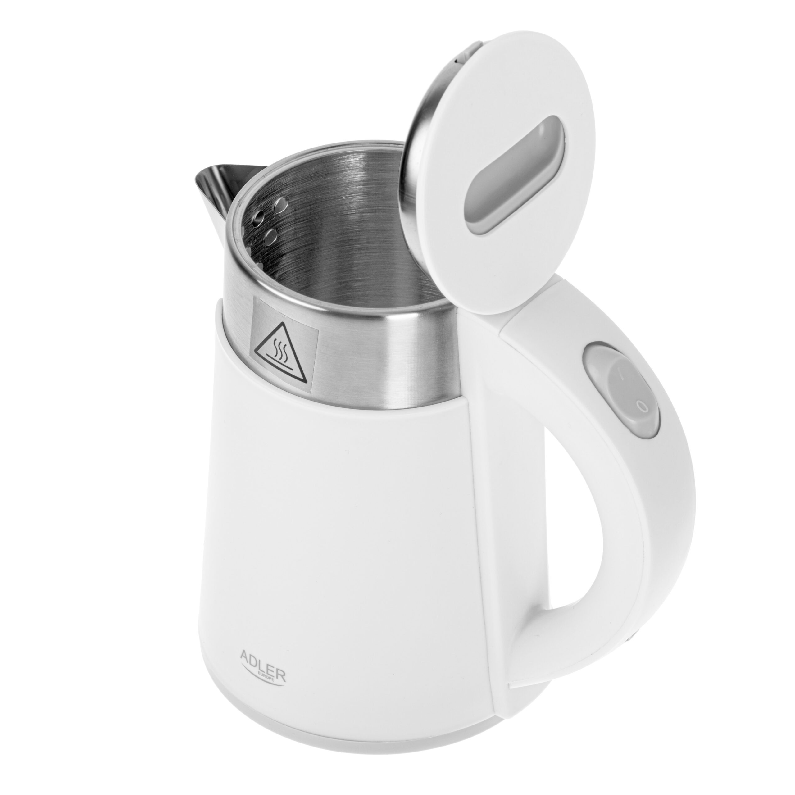 Adler | Kettle | AD 1372 | Electric | 800 W | 0.6 L | Plastic/Stainless steel | 360° rotational base | White - Image 7