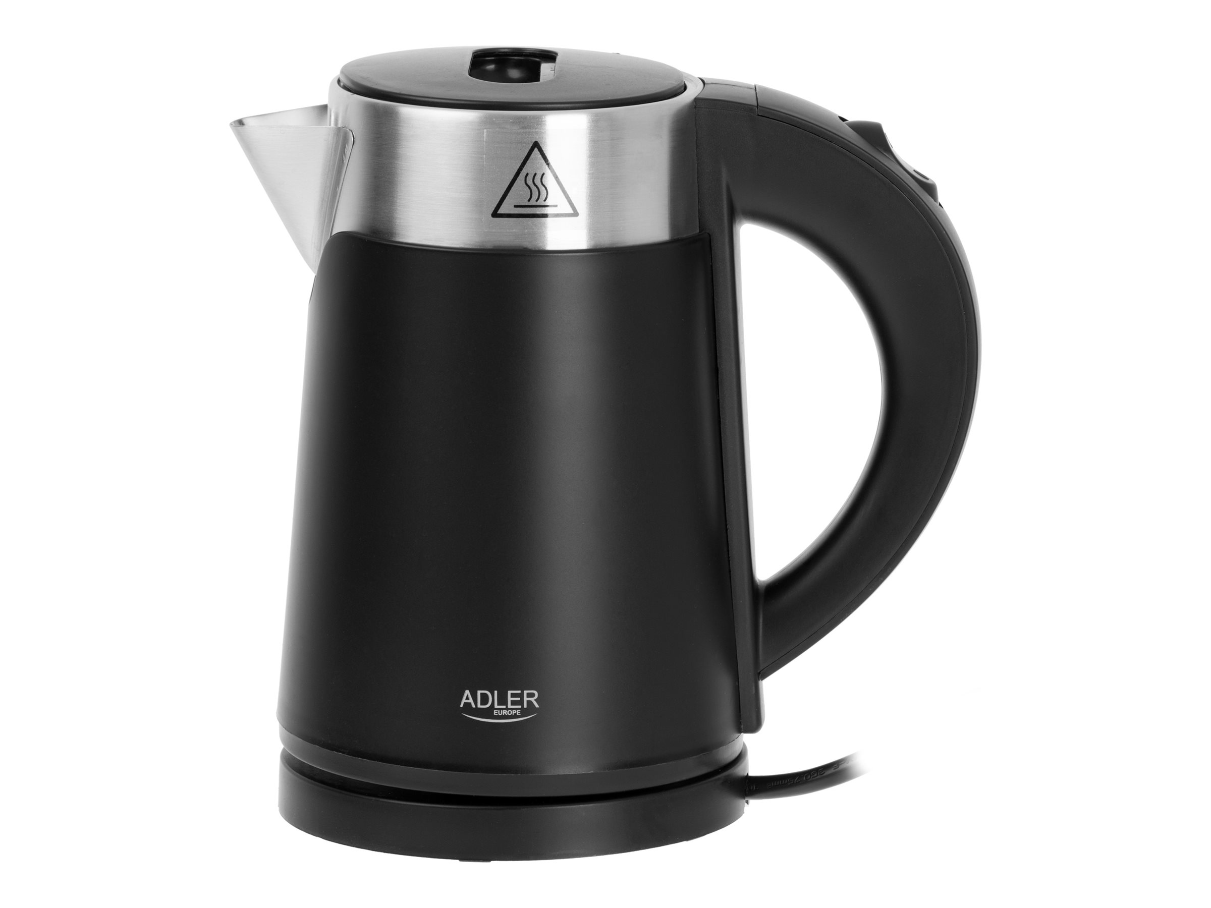 Adler | Kettle | AD 1372 | Electric | 800 W | 0.6 L | Plastic/Stainless steel | 360° rotational base | Black - Image 2
