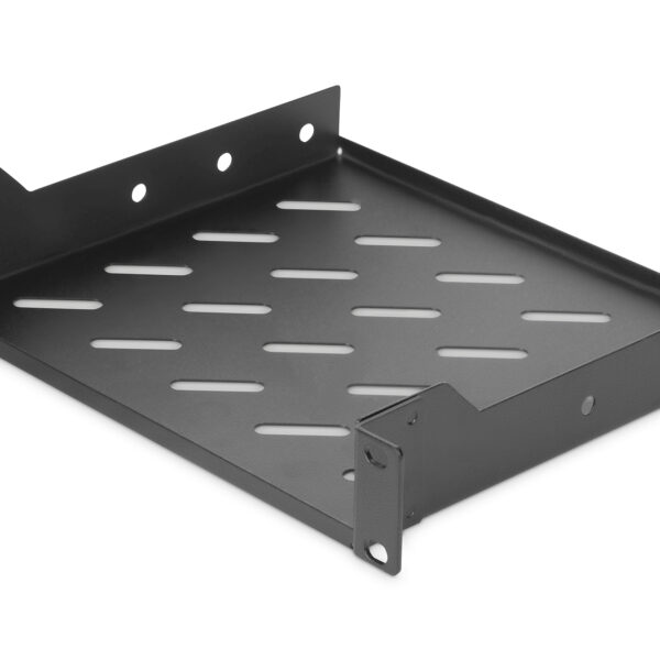 Digitus | 1U fixed shelf | DN-10-TRAY-2-B | Black | Perfect for storage of components which are not 254 mm (10") suitable. Slim design which takes space of 1 height unit. Easy and quick to mount or dismount. Load capacity: 25 kg