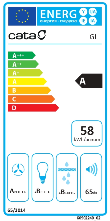 CATA | Hood | GL 75 X/D | Canopy | Energy efficiency class A | Width 90 cm | 850 m³/h | Mechanical control | EcoLed | Stainless Steel - Image 5