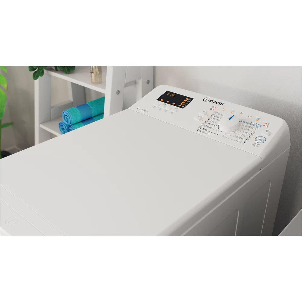 INDESIT | Washing machine | BTW S60400 EU/N | Energy efficiency class C | Top loading | Washing capacity 6 kg | 951 RPM | Depth 60 cm | Width 40 cm | White - Image 6