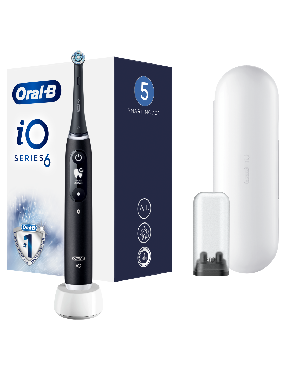 Oral-B | Electric Toothbrush | iO6 Series | Rechargeable | For adults | Number of brush heads included 1 | Number of teeth brushing modes 5 | Black Onyx - Image 2