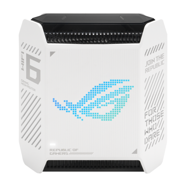 Wifi 6 802.11ax Tri-band Gigabit Gaming Mesh Router | GT6 ROG Rapture (1-Pack) | 802.11ax | 574+4804+4804 Mbit/s | 10/100/1000 Mbit/s | Ethernet LAN (RJ-45) ports 3 | Mesh Support Yes | MU-MiMO Yes | No mobile broadband | Antenna type Internal