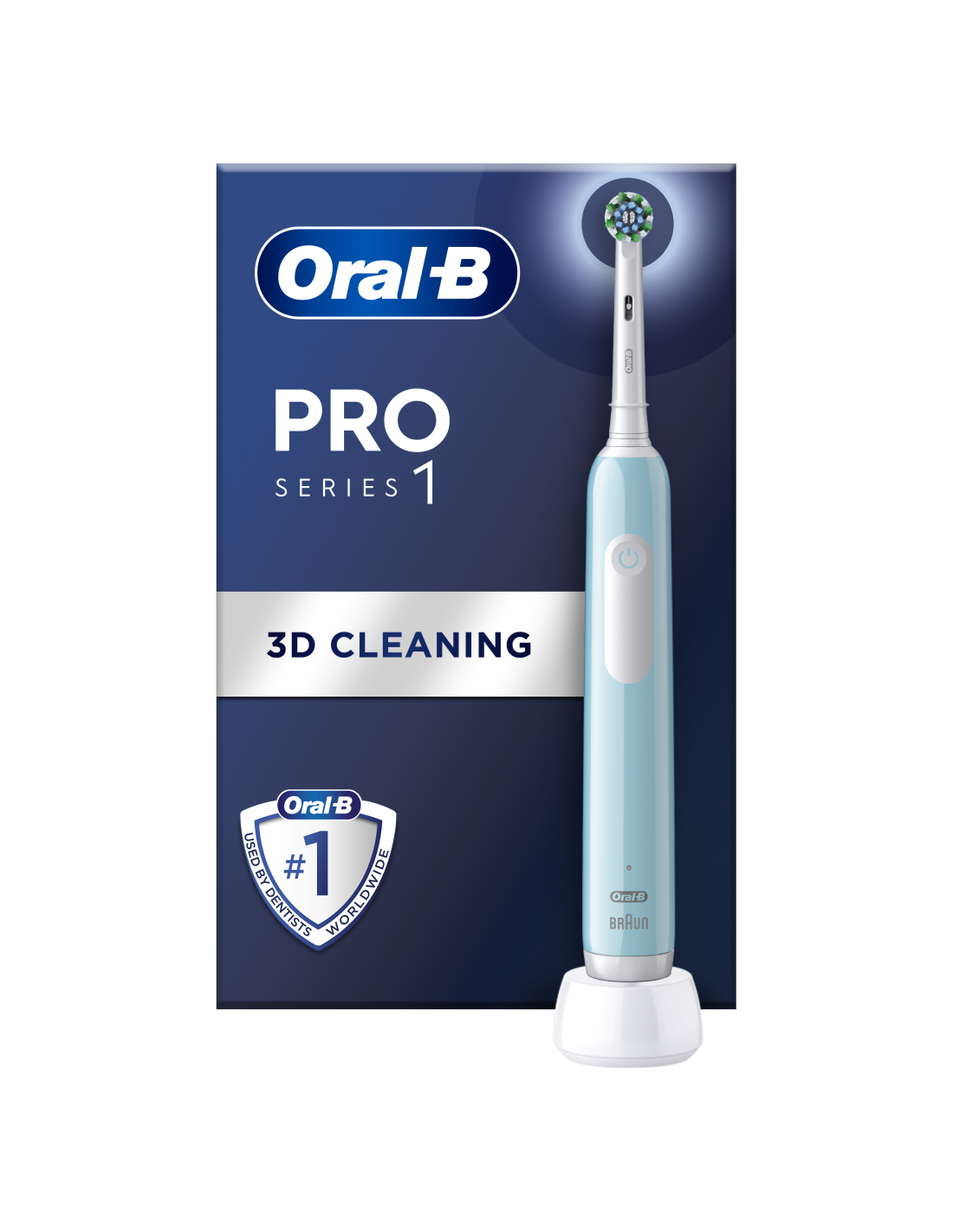 Oral-B | Electric Toothbrush | Pro Series 1 Cross Action | Rechargeable | For adults | Number of brush heads included 1 | Number of teeth brushing modes 3 | Caribbean Blue - Image 3