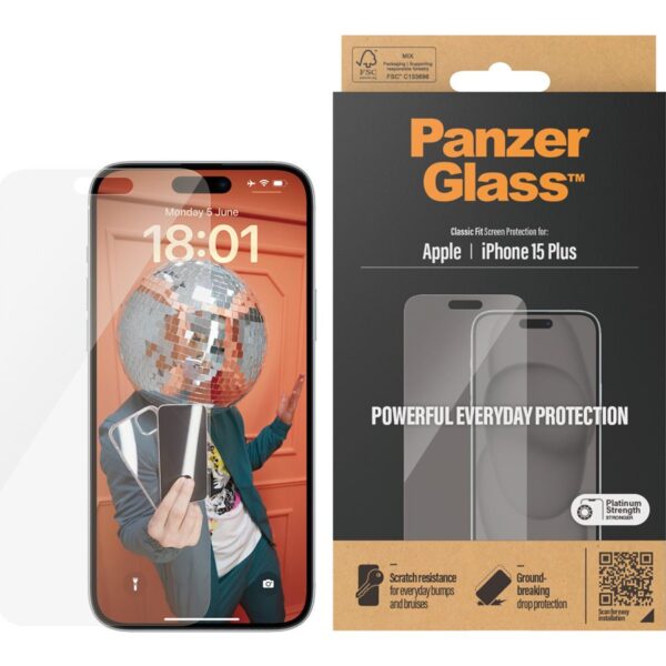 PanzerGlass | Screen protector | Apple | IPhone 15 Plus | Glass | Transparent