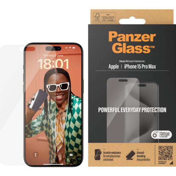 PanzerGlass | Screen protector | Apple | Phone 15 Pro Max | Glass | Transparent