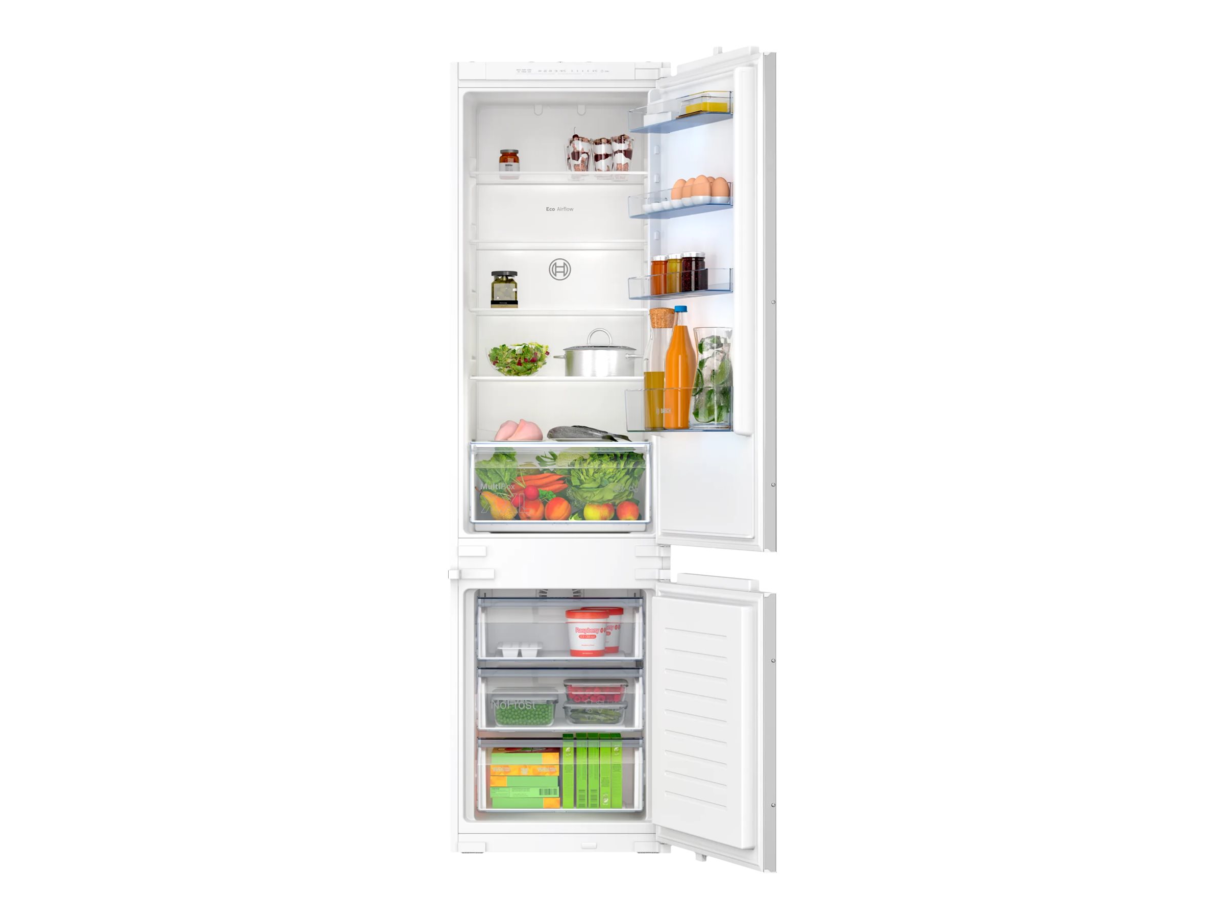 Bosch | Refrigerator | KIN96NSE0 Series 2 | Energy efficiency class E | Built-in | Combi | Height 193.5 cm | No Frost system | Fridge net capacity 215 L | Freezer net capacity 75 L | 34 dB | White - Image 2