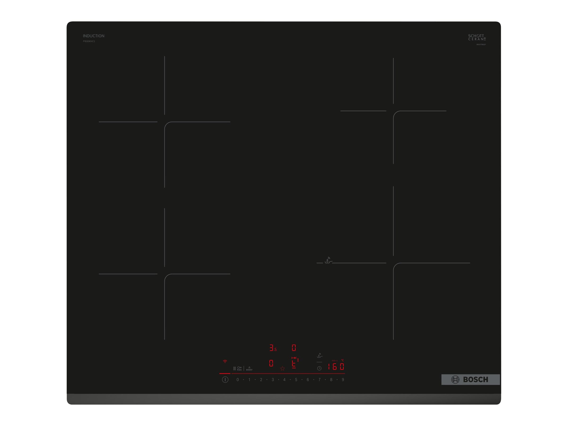 Bosch | Hob | PIE63KHC1Z | Induction | Number of burners/cooking zones 4 | Touch | Timer | Black - Image 2