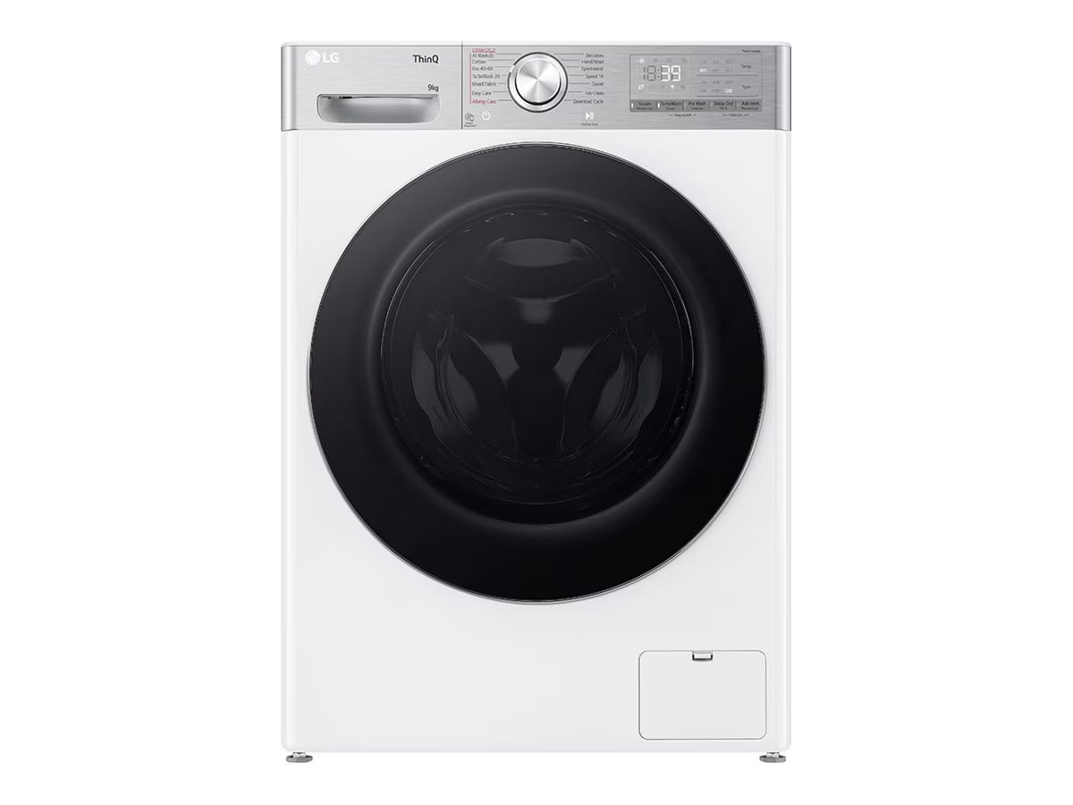 LG | Washing Machine | F2WR909P3W | Energy efficiency class A | Front loading | Washing capacity 9 kg | 1200 RPM | Depth 47.5 cm | Width 60 cm | LED | Steam function | Direct drive | Wi-Fi | White - Image 2