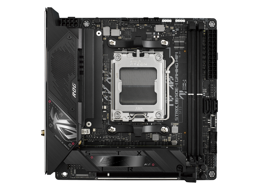Asus | ROG STRIX B650E-I GAMING WIFI | Processor family AMD | Processor socket AM5 | DDR5 DIMM | Memory slots 2 | Supported hard disk drive interfaces SATA, M.2 | Number of SATA connectors 2 | Chipset AMD B650 | Mini-ITX