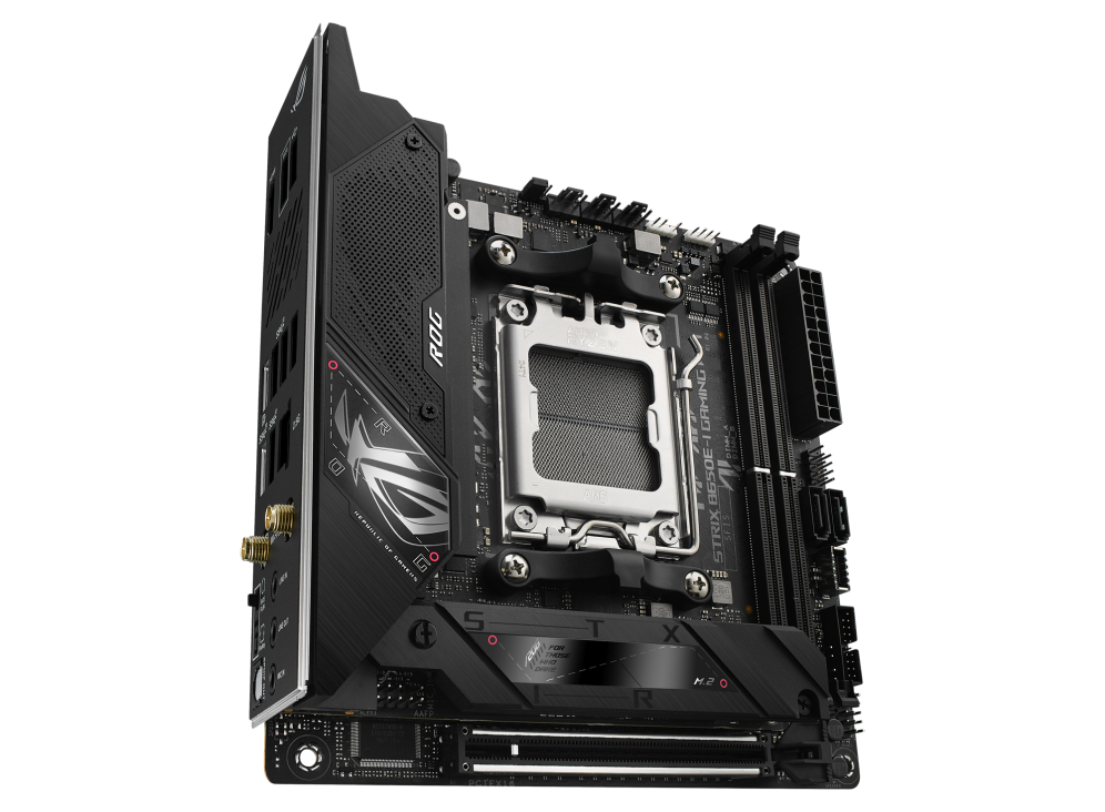 Asus | ROG STRIX B650E-I GAMING WIFI | Processor family AMD | Processor socket AM5 | DDR5 DIMM | Memory slots 2 | Supported hard disk drive interfaces SATA, M.2 | Number of SATA connectors 2 | Chipset AMD B650 | Mini-ITX - Image 5