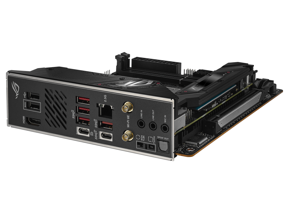 Asus | ROG STRIX B650E-I GAMING WIFI | Processor family AMD | Processor socket AM5 | DDR5 DIMM | Memory slots 2 | Supported hard disk drive interfaces SATA, M.2 | Number of SATA connectors 2 | Chipset AMD B650 | Mini-ITX - Image 6