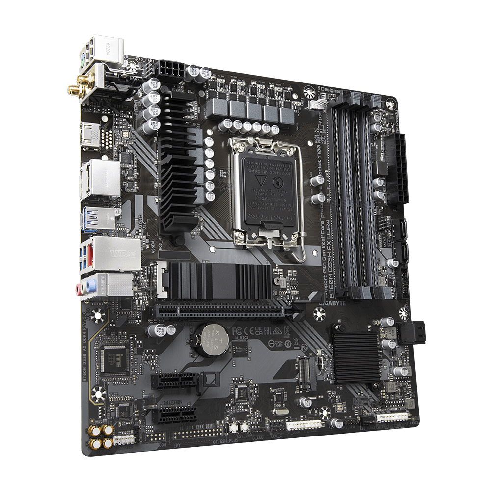 Gigabyte | B760M DS3H AX DDR4 1.0 M/B | Processor family Intel | Processor socket LGA1700 | DDR4 DIMM | Memory slots 4 | Supported hard disk drive interfaces SATA, M.2 | Number of SATA connectors 4 | Chipset Intel B760 Express | Micro ATX - Image 3