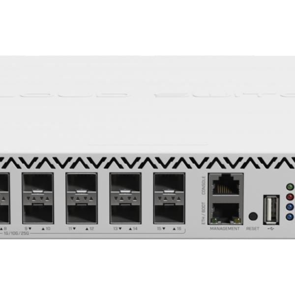 MikroTik | Cloud Router Switch with RouterOS L5 license | 518-16XS-2XQ-RM | Rackmountable | SFP ports quantity 16x of 25G SFP28 ports; 2x of 25G SFP28 ports | Power supply type Internal