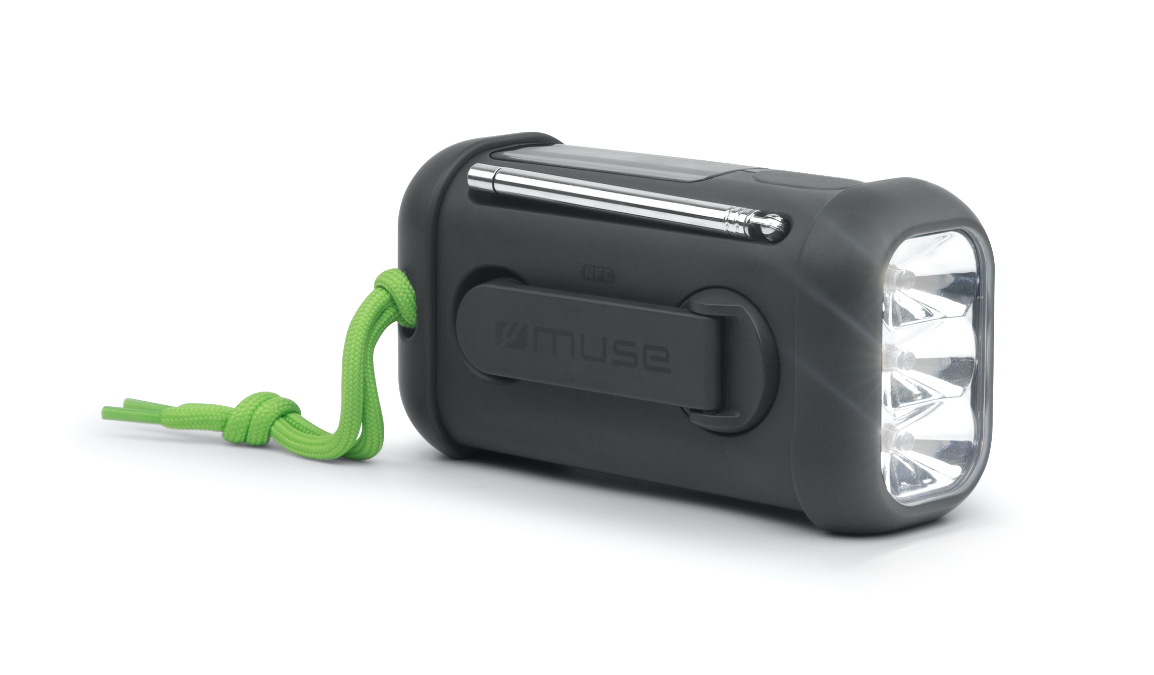 Muse | Portable Solar Radio with Crank and Flashlight | MH-08 MB | AUX in | Bluetooth | FM radio - Image 3
