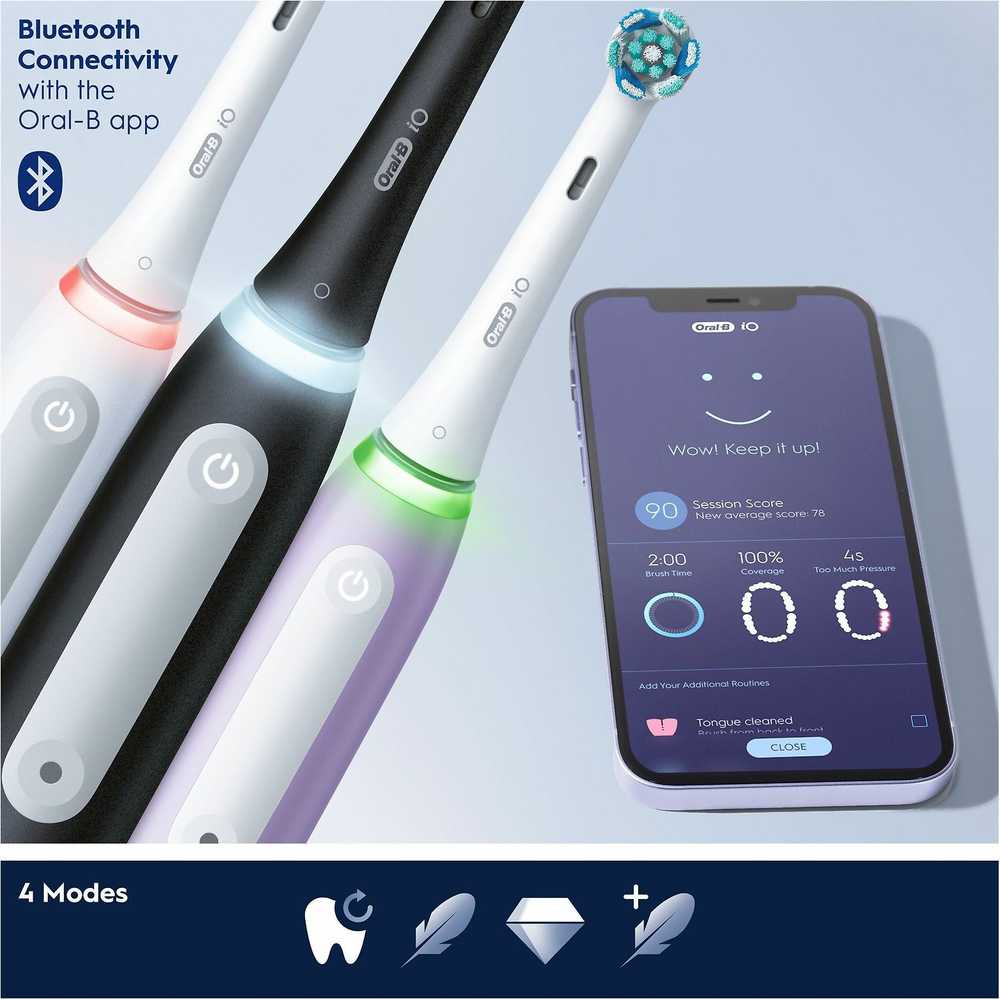 Oral-B | Electric Toothbrush | iO Series 4s | Rechargeable | For adults | Number of brush heads included 1 | Number of teeth brushing modes 4 | Black - Image 5
