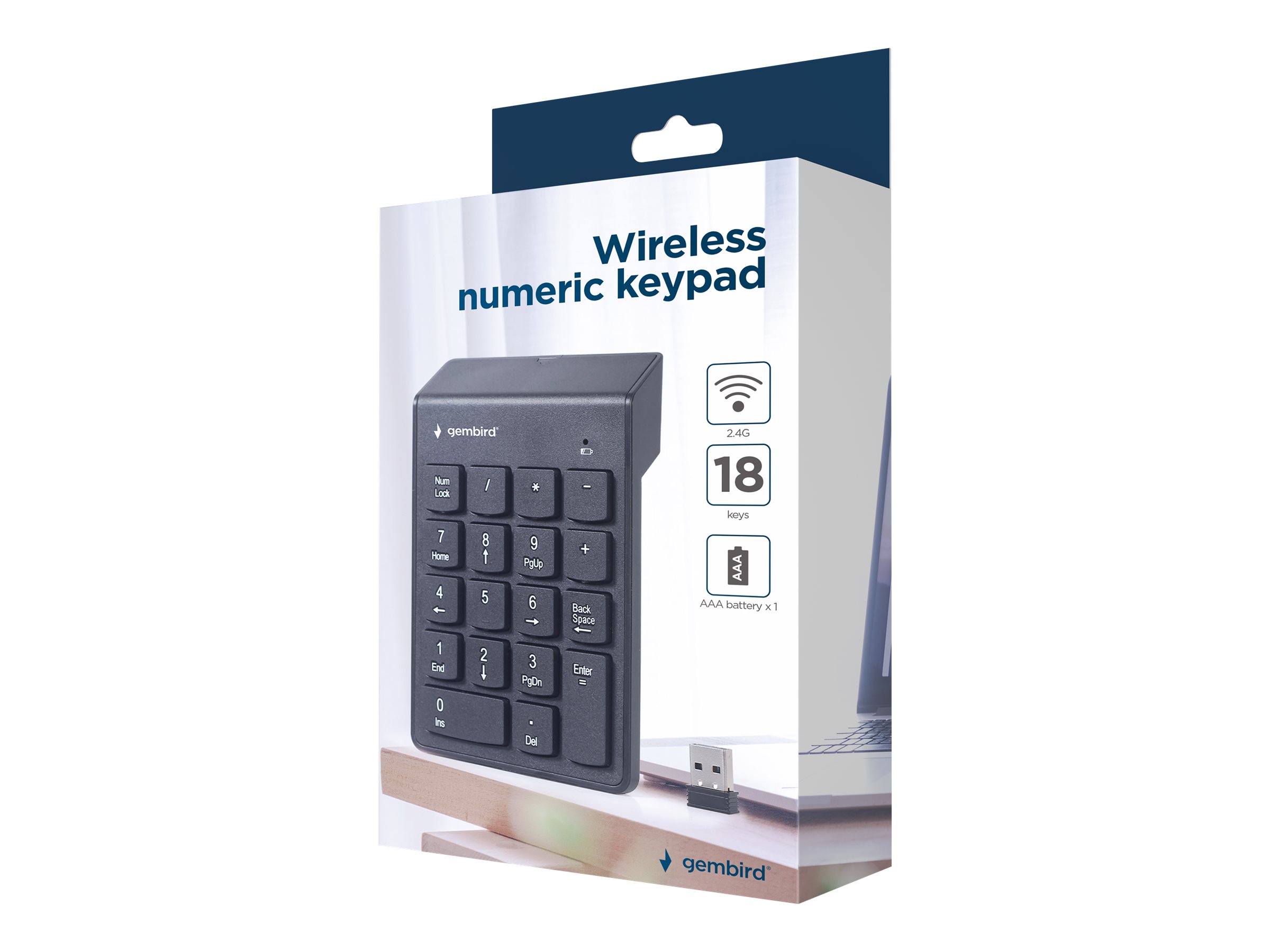 Gembird | Numeric keypad | KPD-W-02 | Numeric keypad | Wireless | N/A | Black - Image 4