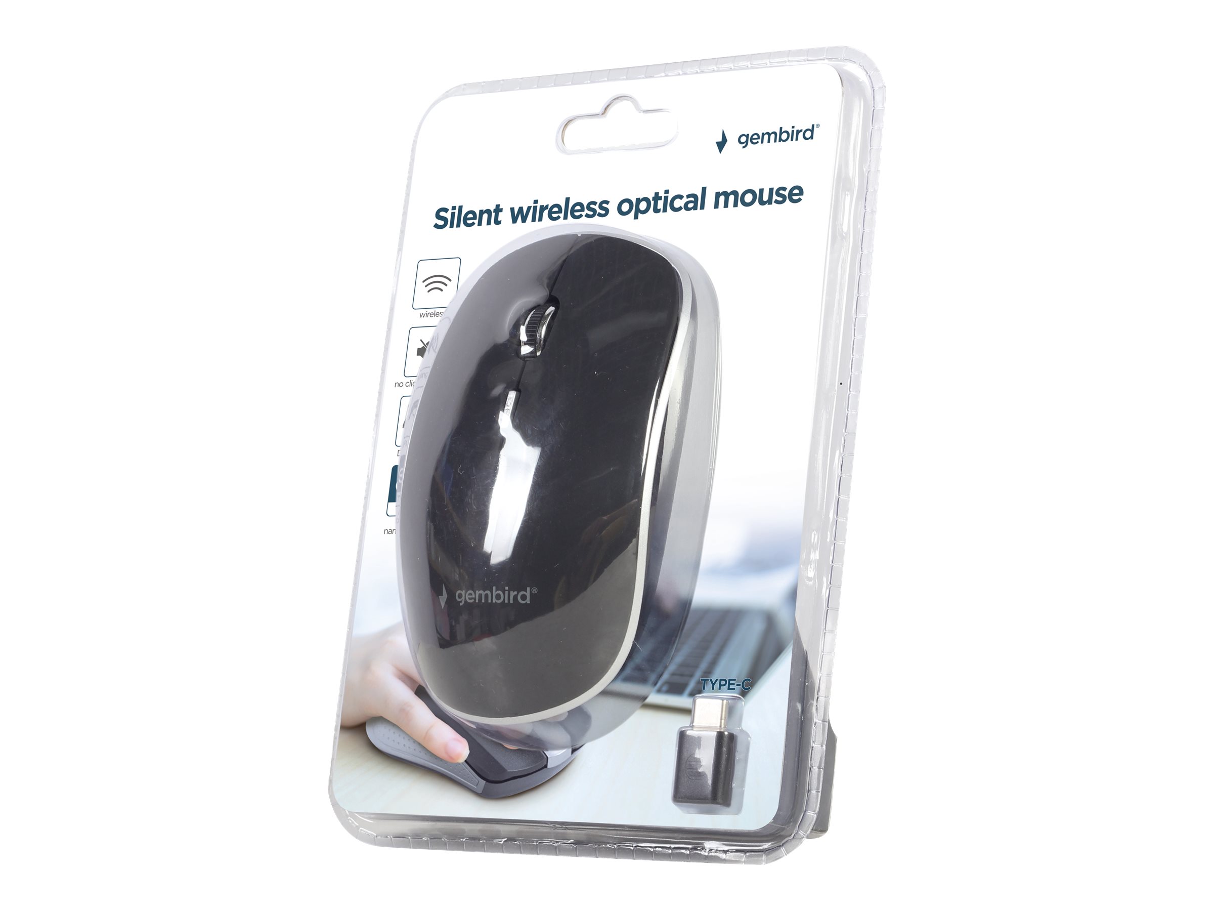 Gembird | Silent Optical Mouse | MUSW-4BSC-01 | Wireless | USB-C | Black - Image 3