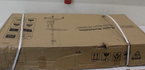 SALE OUT. Mobile workstation with individual height adjustment | DA-90374 | Monitor Mount, PC Holder | 17-32 " | Black | DAMAGED PACKAGING