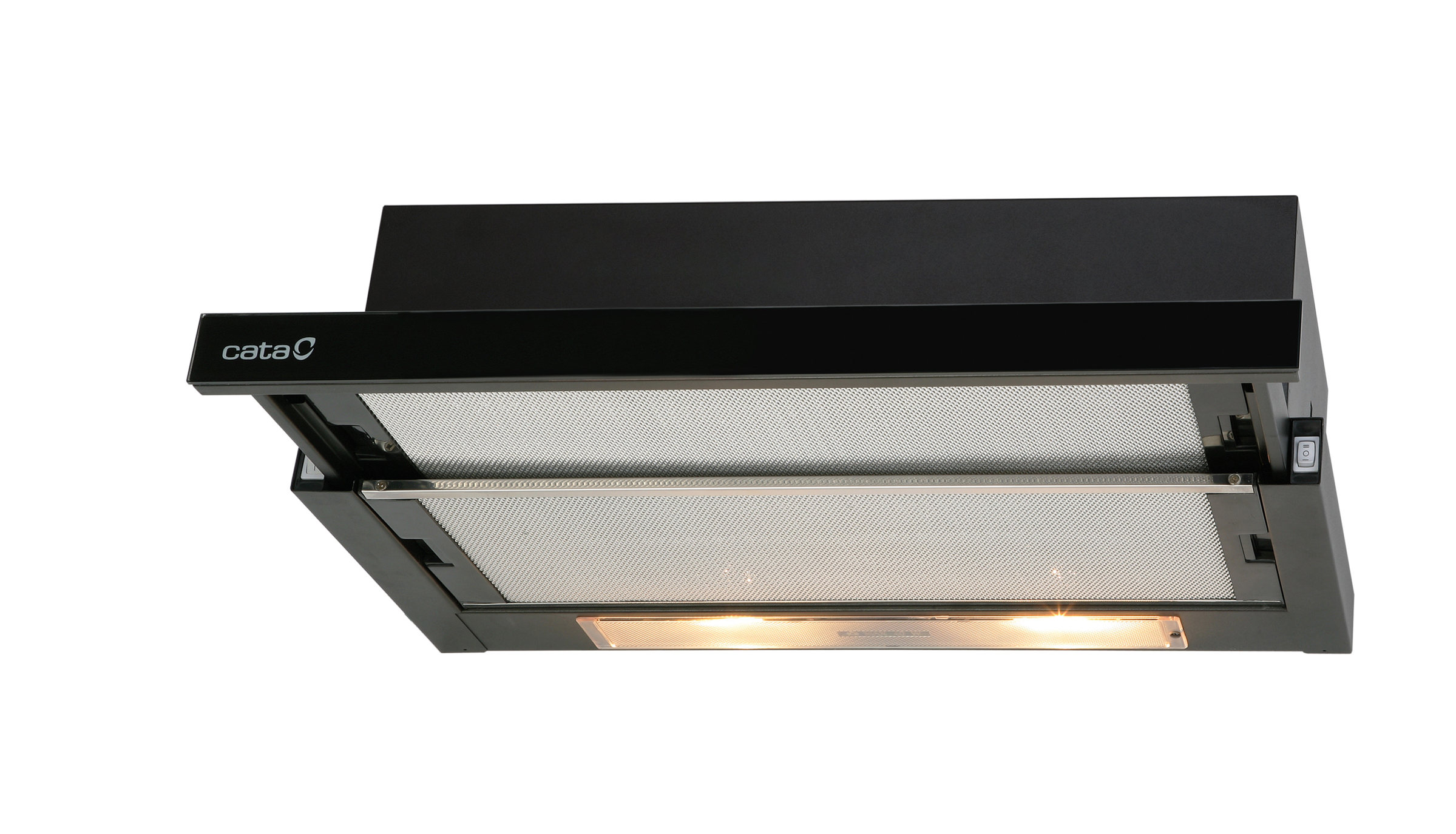 CATA | Hood | TF 2003 600 GBK | Telescopic | Energy efficiency class C | Width 60 cm | 390 m³/h | Mechanical control | LED | Black Glass - Image 2