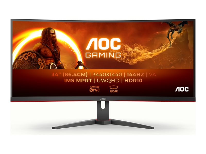AOC | Monitor | CU34G2XE/BK | 34 " | VA | 21:9 | 144 Hz | 1 ms | 3440 x 1440 pixels | 300 cd/m² | HDMI ports quantity 1 - Image 2
