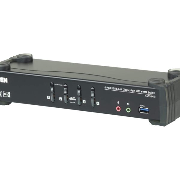 Aten | 4-Port USB3.0 4K DisplayPort KVMP Switch with Built-in MST Hub | CS1924M
