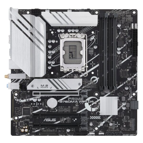 Asus | PRIME B760M-A WIFI D4 | Processor family Intel | Processor socket LGA1700 | DDR4 DIMM | Supported hard disk drive interfaces SATA, M.2 | Number of SATA connectors 4