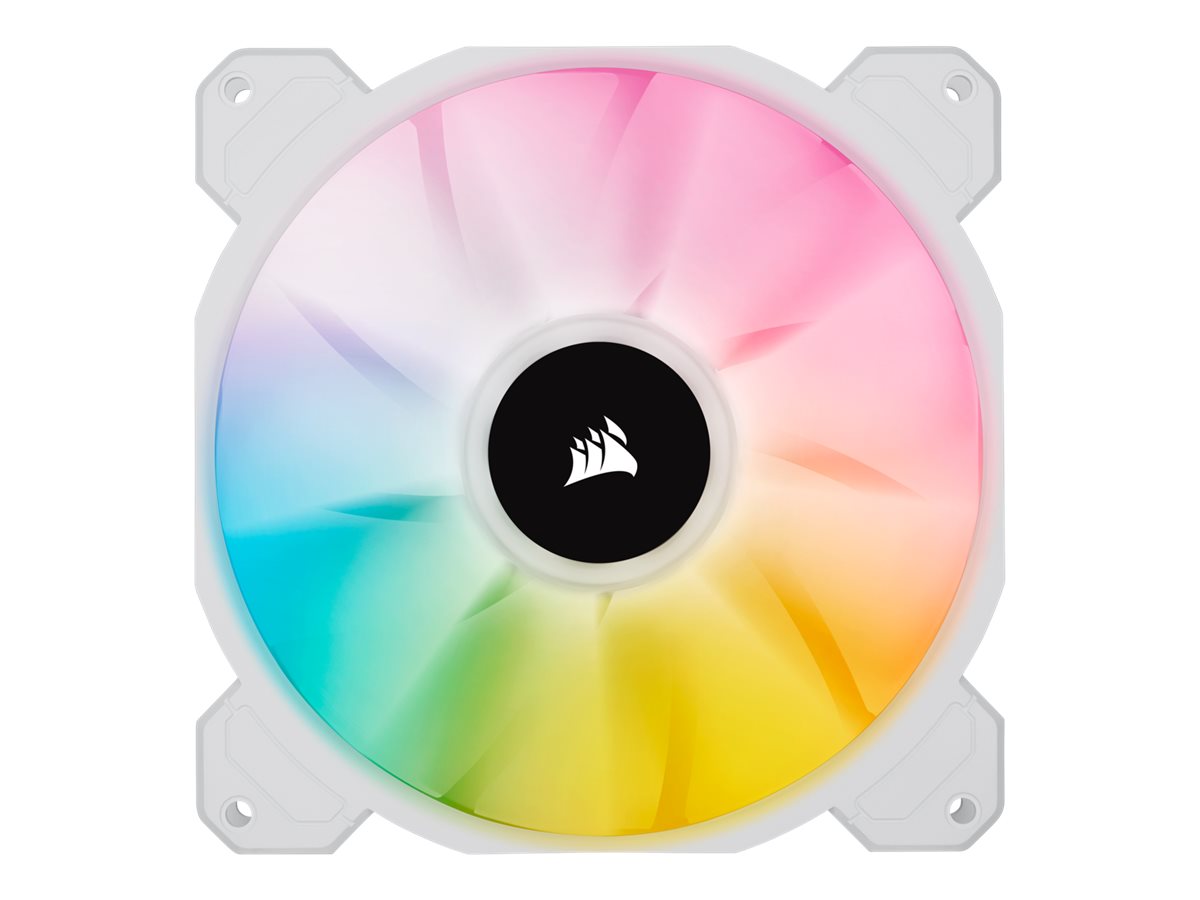 Corsair | 140mm White PWM Fan, Dual Fan Kit with Lighting Node CORE | iCUE SP140 RGB ELITE Performance | Case Fan