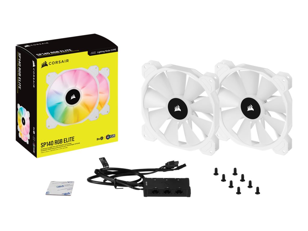 Corsair | 140mm White PWM Fan, Dual Fan Kit with Lighting Node CORE | iCUE SP140 RGB ELITE Performance | Case Fan - Image 4