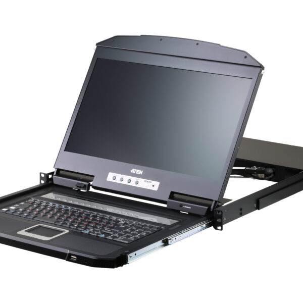 Aten | 16-Port Short Depth PS/2-USB VGA Single Rail WideScreen LCD KVM Switch 18,5" 1366x768 | CL3116NX