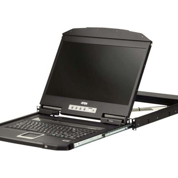 Aten 1U Ultra Short Depth Single Rail WideScreen LCD Console (USB / HDMI) | CL3700NW | 1920 x 1080 at 60Hz