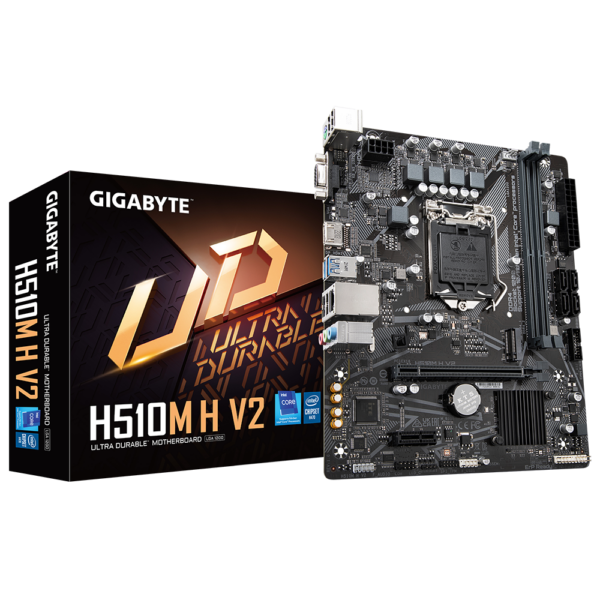 Gigabyte | H510M H V2 1.0 M/B | Processor family Intel | Processor socket LGA1200 | DDR4 DIMM | Memory slots 2 | Supported hard disk drive interfaces SATA, M.2 | Number of SATA connectors 4 | Chipset Intel H470 Express | Micro ATX