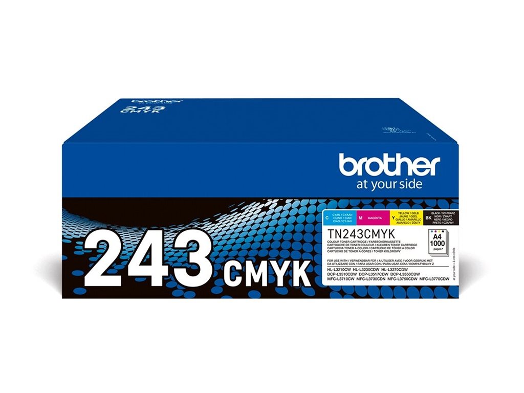 Brother TN-243CMYK, Toner Value Pack | Brother TN243CMYK | Brother TN243CMYK Value Pack - 4-pack - black, yellow, cyan, magenta - original - toner cartridge | Toner cartridge | Black, yellow, cyan, magenta - Image 2