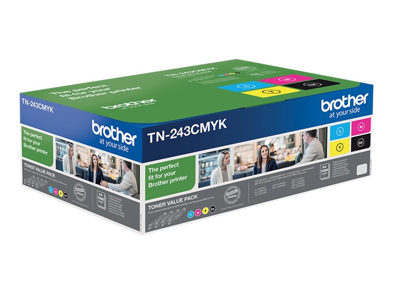 Brother TN-243CMYK, Toner Value Pack | Brother TN243CMYK | Brother TN243CMYK Value Pack - 4-pack - black, yellow, cyan, magenta - original - toner cartridge | Toner cartridge | Black, yellow, cyan, magenta - Image 4